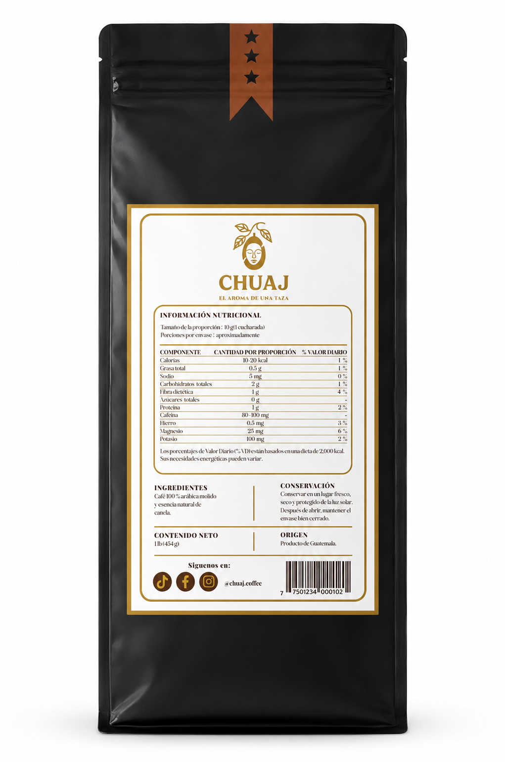 Café CHUAJ con esencia de canela – 1 LB - Imagen 2